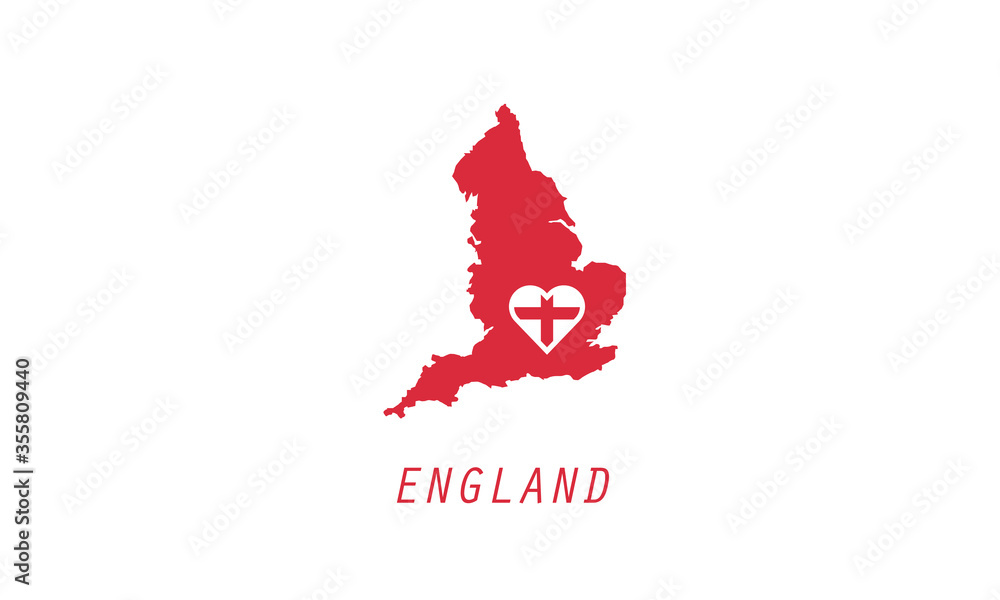 England map heart symbol love country vector illustration England map heart symbol love country vector illustration