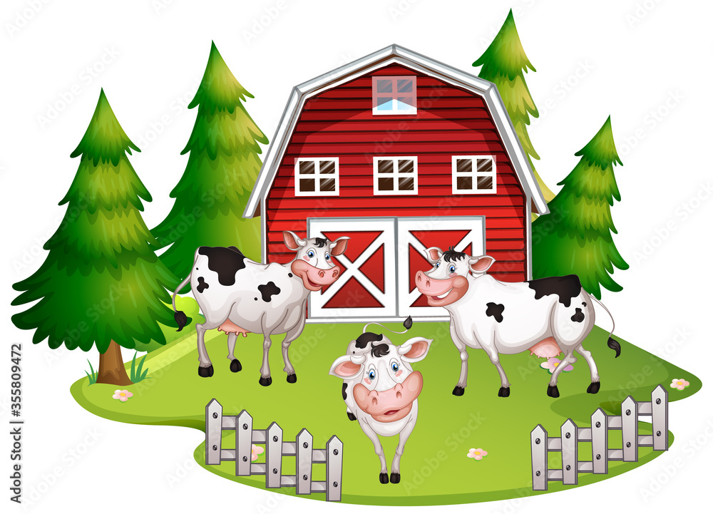 Obraz premium Isolated farm scene with cow