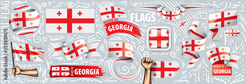 Vector set of the national flag of Georgia in various creative designs