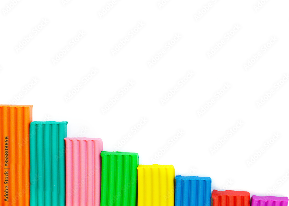 Colorful modeling clay, plasticine as a frame over white a white background. Frame with place for text. Percentage growth graph concept. Finance, business, interest. Bank, payments, credit. Colorful modeling clay, plasticine as a frame over white a white background. Frame with place for text. Percentage growth graph concept. Finance, business, interest. Bank, payments, credit.