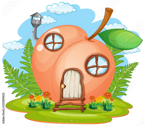 Isolated fantasy peach house