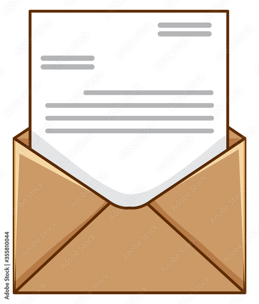 Brown envelope with business letter inside Brown envelope with business letter inside