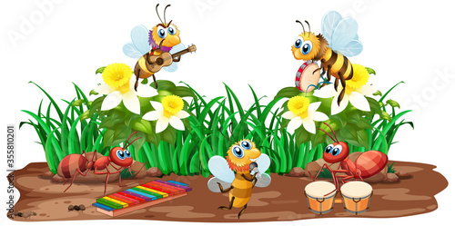 Insect playing music in nature