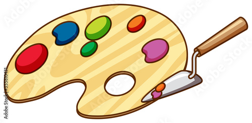Paint mixer and pallet on white background