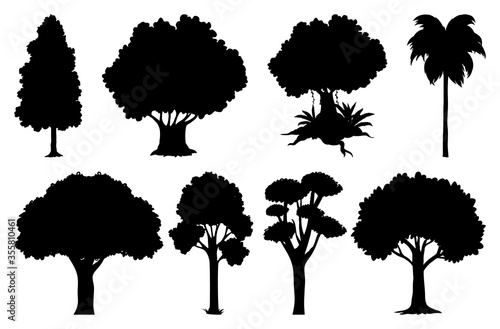 Set of plant and tree silhouette