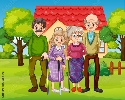 Scene with people in family relaxing at home