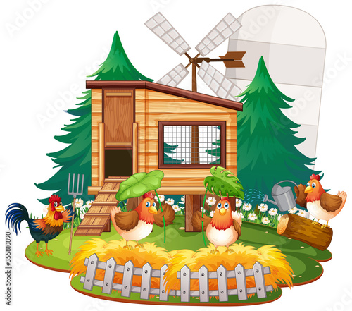 Farm theme background with farm animals