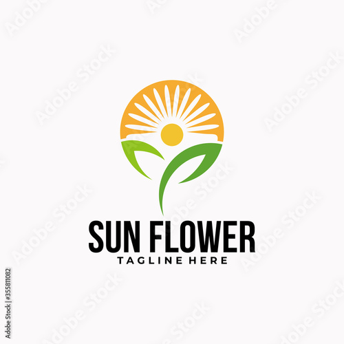 sun flower logo icon vector isolated