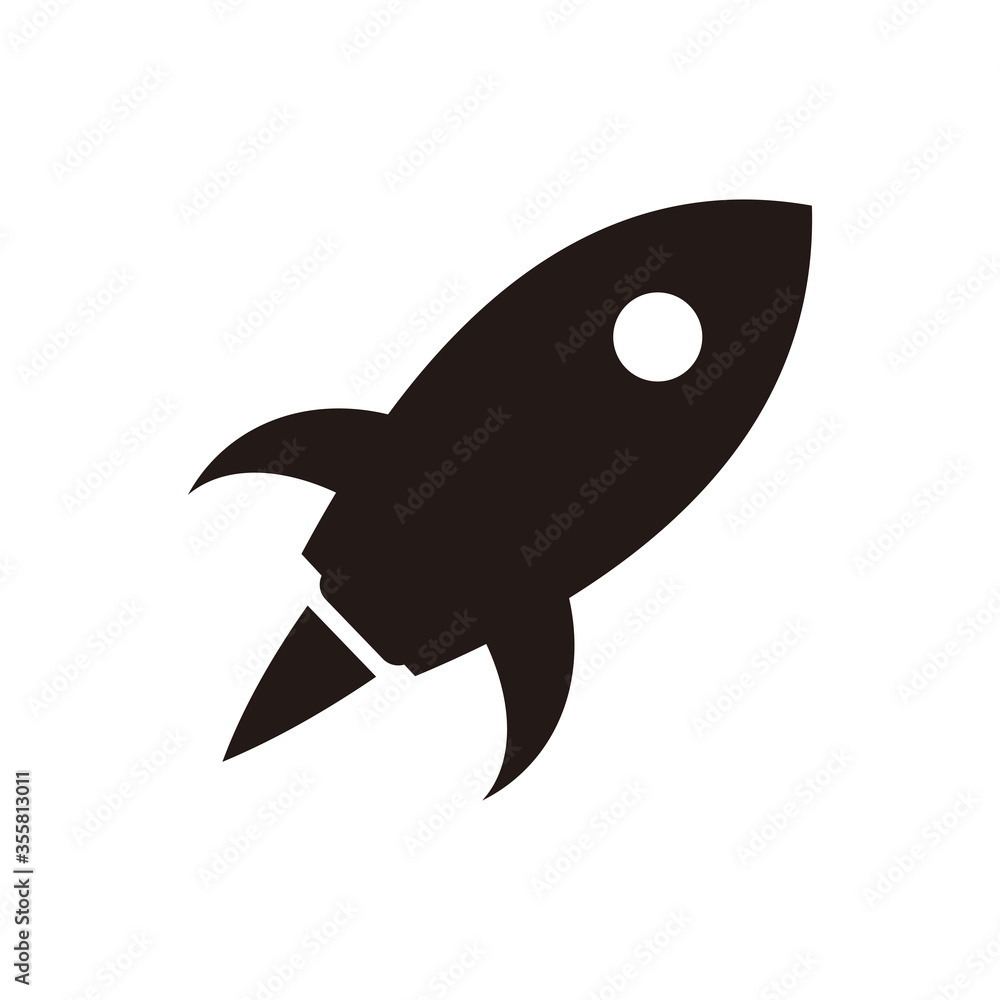 Fototapeta premium Rocket, Space, Launch, Fly, Start up and turbo Vector Icon or Logo Design Template
