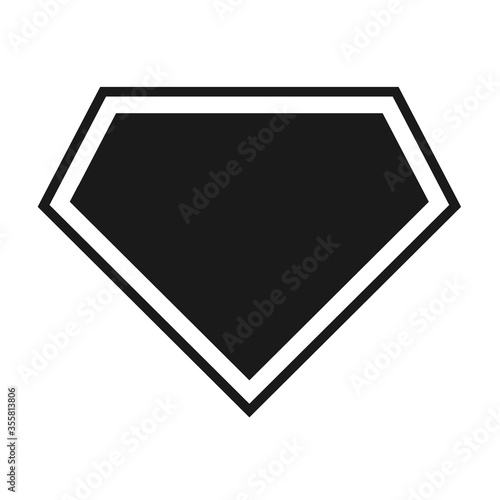 Comic hero icon, symbol shield. Isolated vector on white background