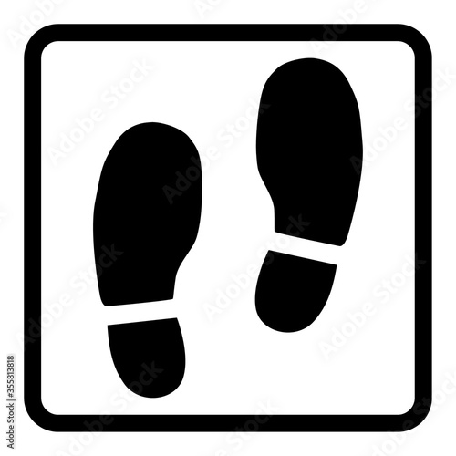 No shoes sign isolated on white background. Warning vector symbol. Graphic illustration