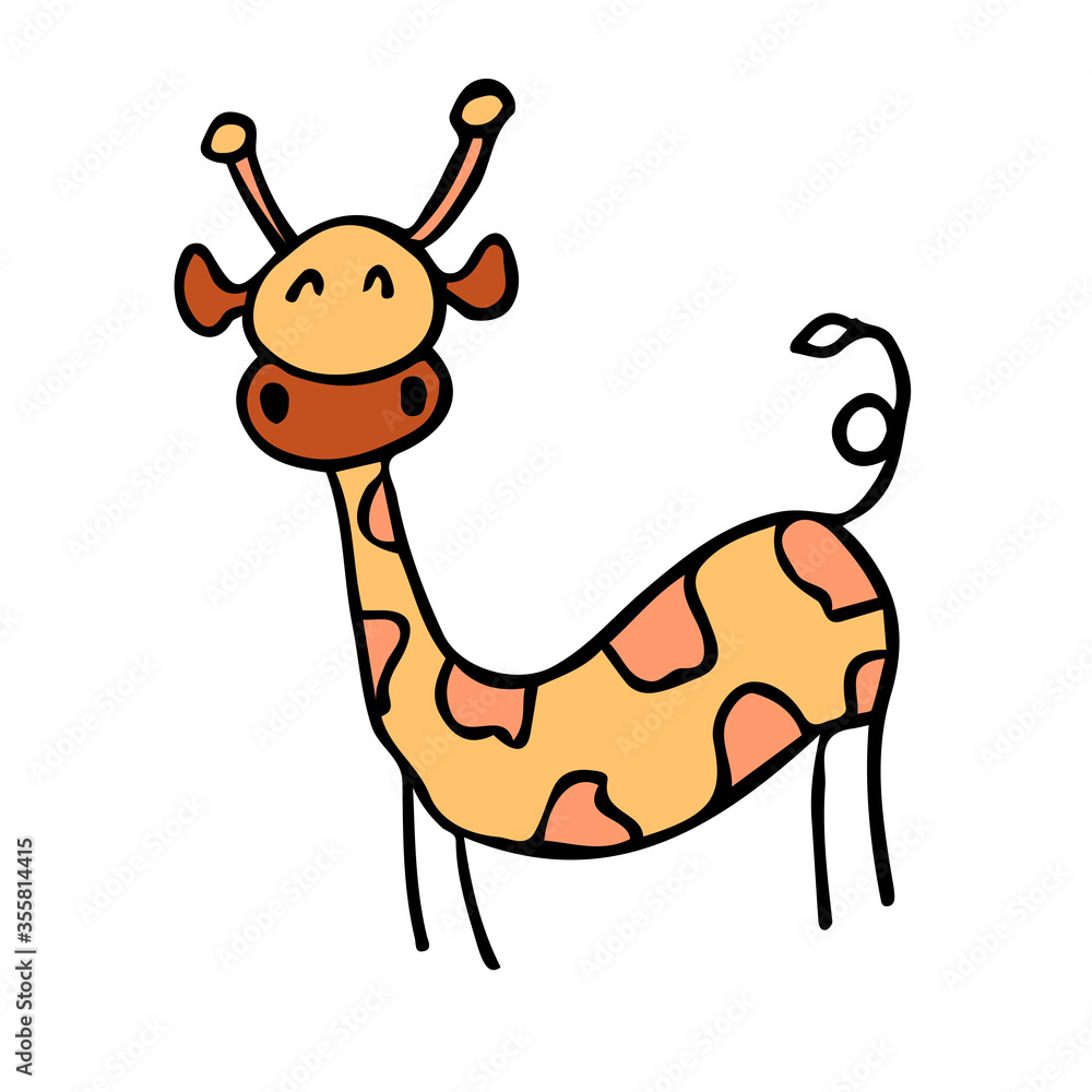 Cartoon Illustration of Funny Giraffe Safari Wild Animal Comic Character. Sweet doodle illustration. Cartoon Illustration of Funny Giraffe Safari Wild Animal Comic Character. Sweet doodle illustration.