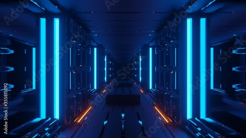 dark blue neon 3d rendering sci-fi tunnel vfx cgi animation dj loop in 4k uhd 60fps - perfect for musician, djs and streamer photo