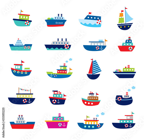 cute boat ship vector illustration