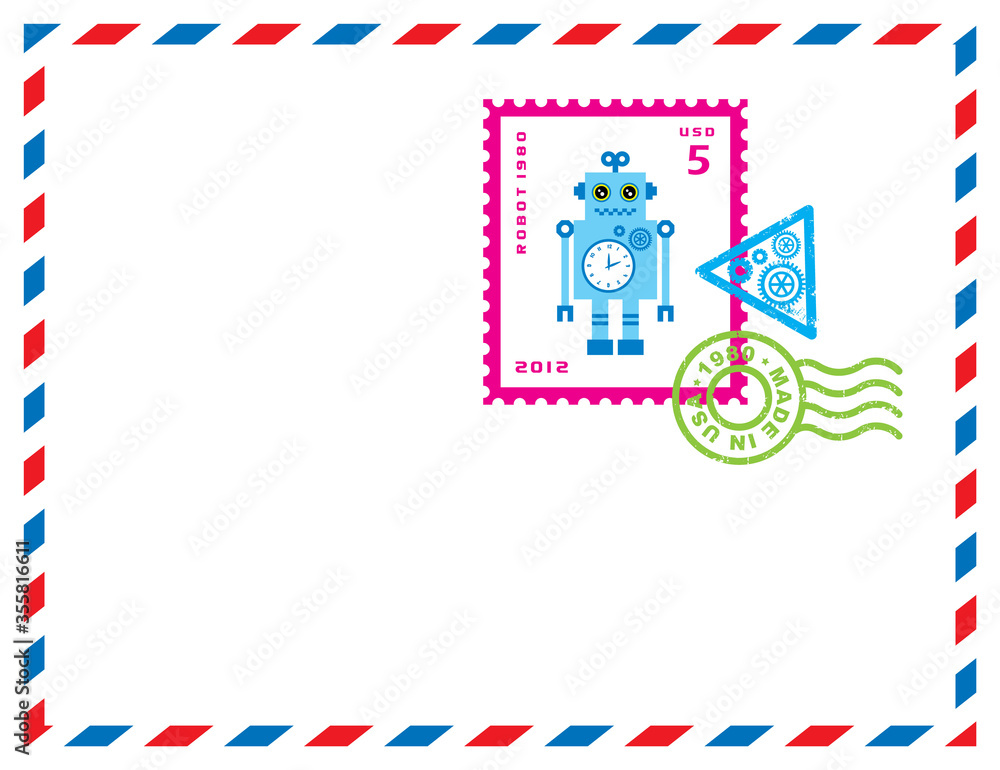 robot stamp letter vector robot stamp letter vector