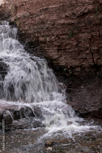 Waterfall in Samara. Mountain river waterfall landscape. Waterfall river scene. Selective focus.