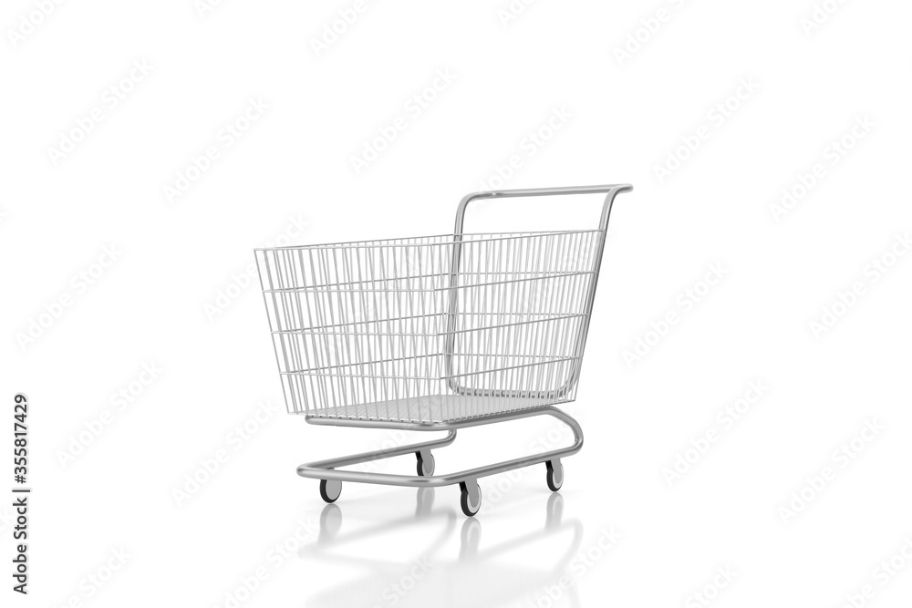 Shopping cart isolated on white background. 3D rendering. Shopping cart isolated on white background. 3D rendering.