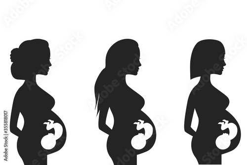 Pediatric ultrasound, diagnostic sonography or ultrasound flat sign. Pregnant girl, womb. Isolated on white background