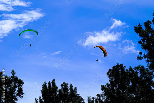 Paragliding on the mountains, Puncak Bogor, West java, indonesia photo