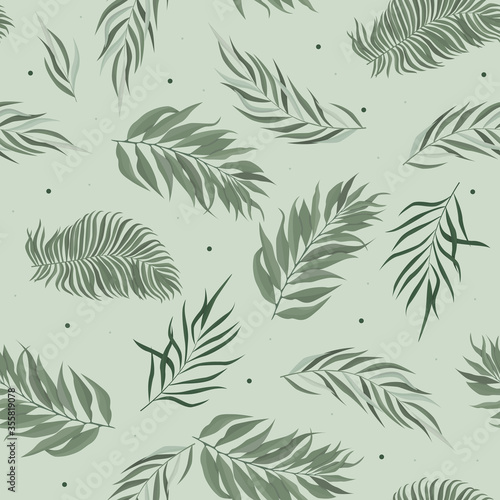 Abstract seamless pattern with leaves. Vector template.