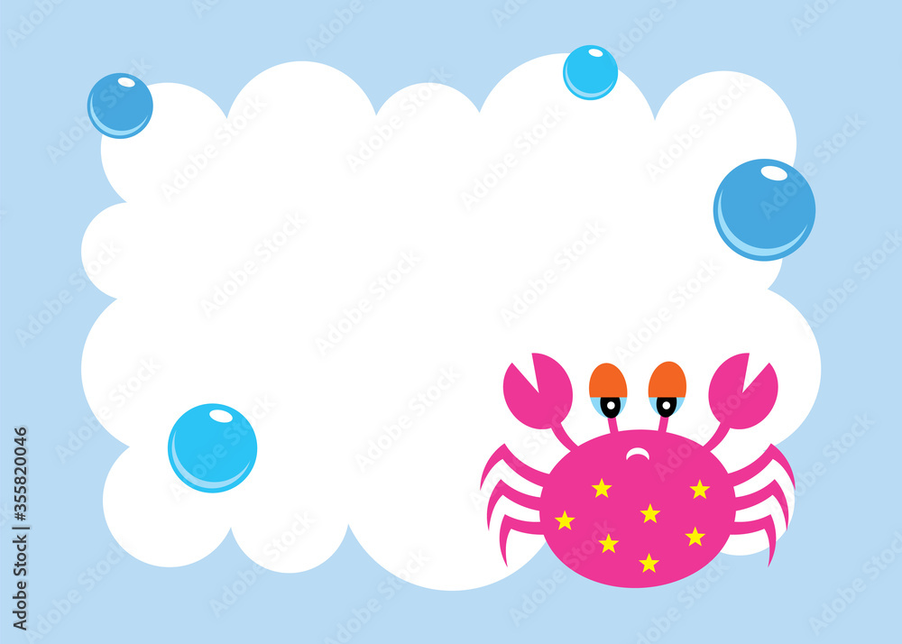 cute crab card with bubble vector cute crab card with bubble vector