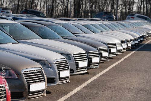 Cars in a row. Used car sales 