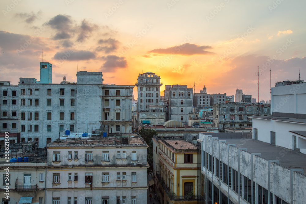 Sunset over Calle Obispo, central Havana Sunset over Calle Obispo, central Havana