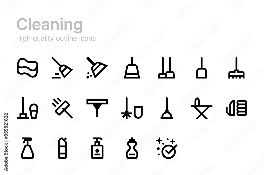 House cleaning services. Tools. Vector icons. House cleaning services. Tools. Vector icons.