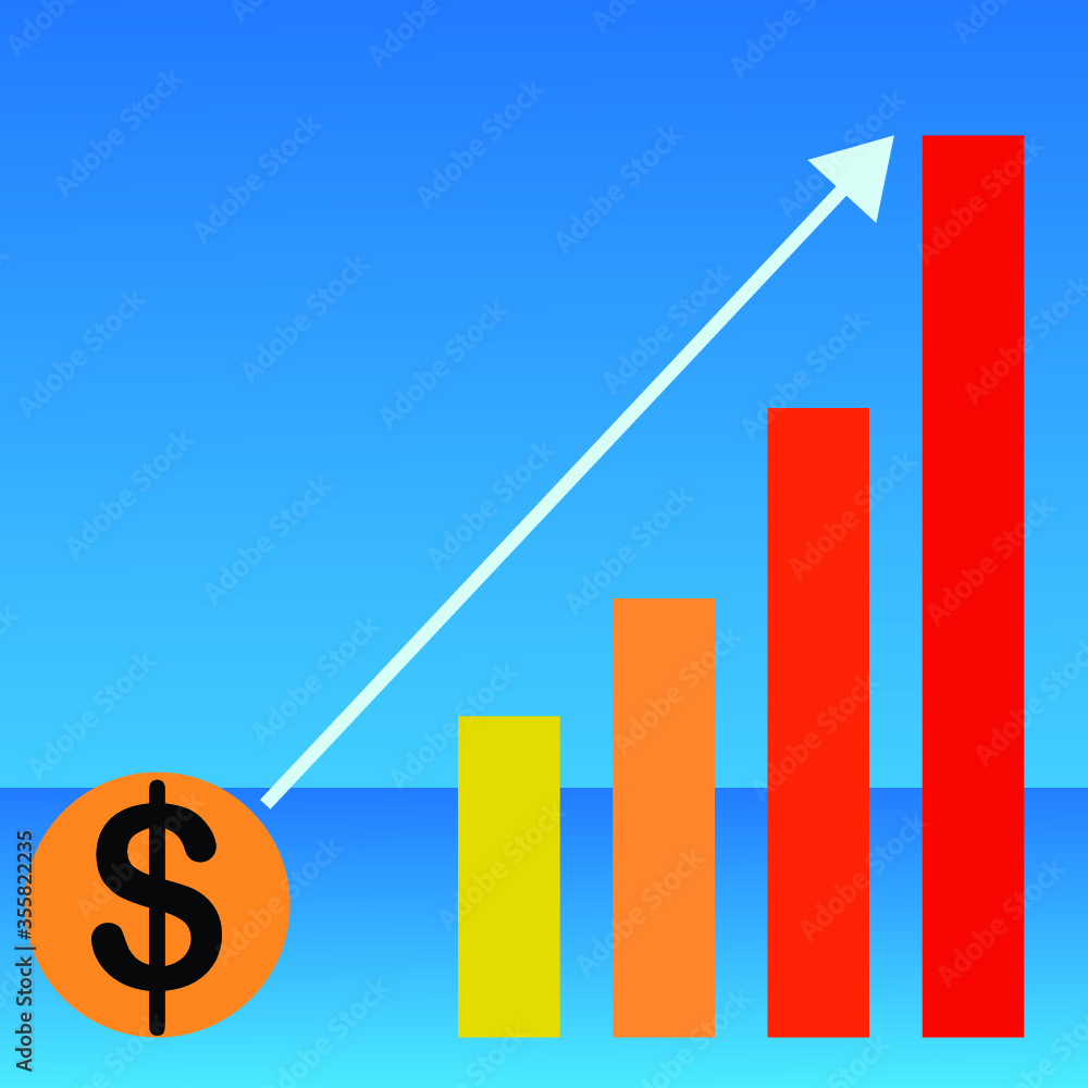 dollar growth arrow chart with blue background dollar growth arrow chart with blue background