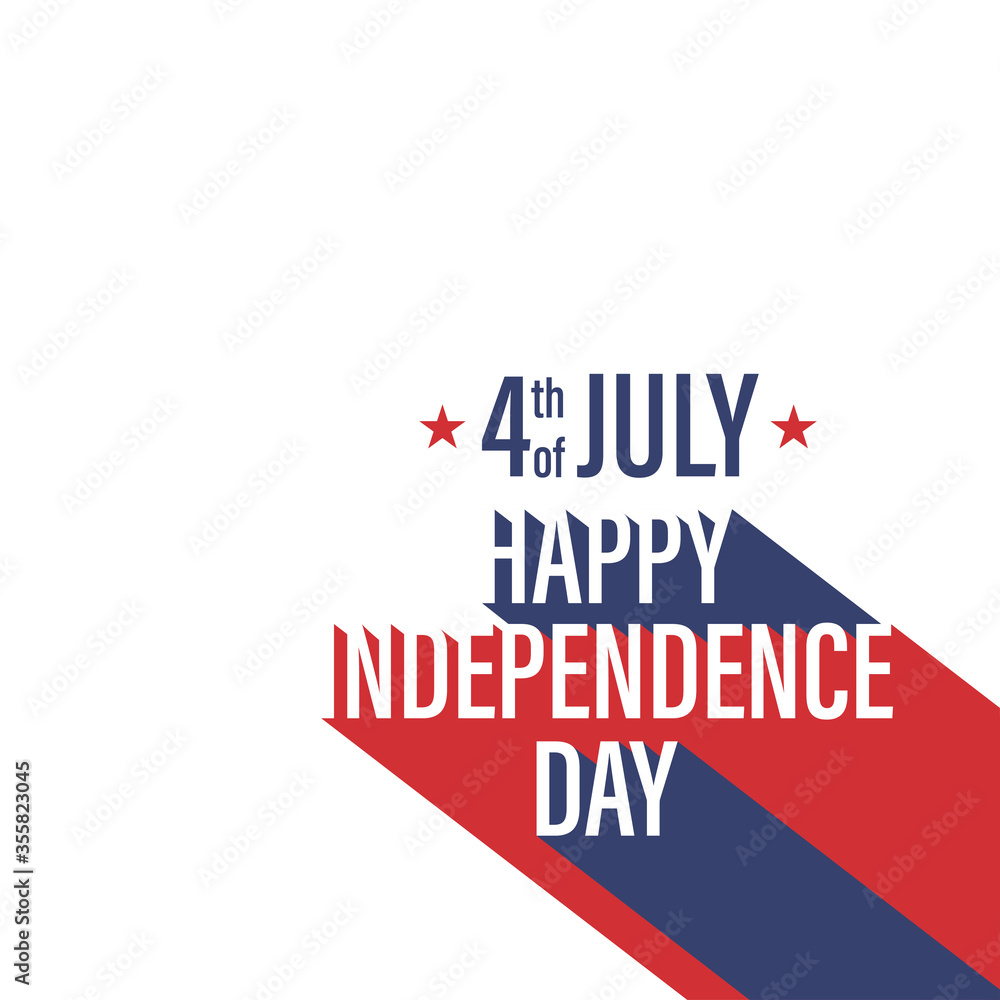 happy 4 fourth july vector independence day white background banner. usa american flag isolated. greeting celebration card. red blue poster. ribbon icon illustration