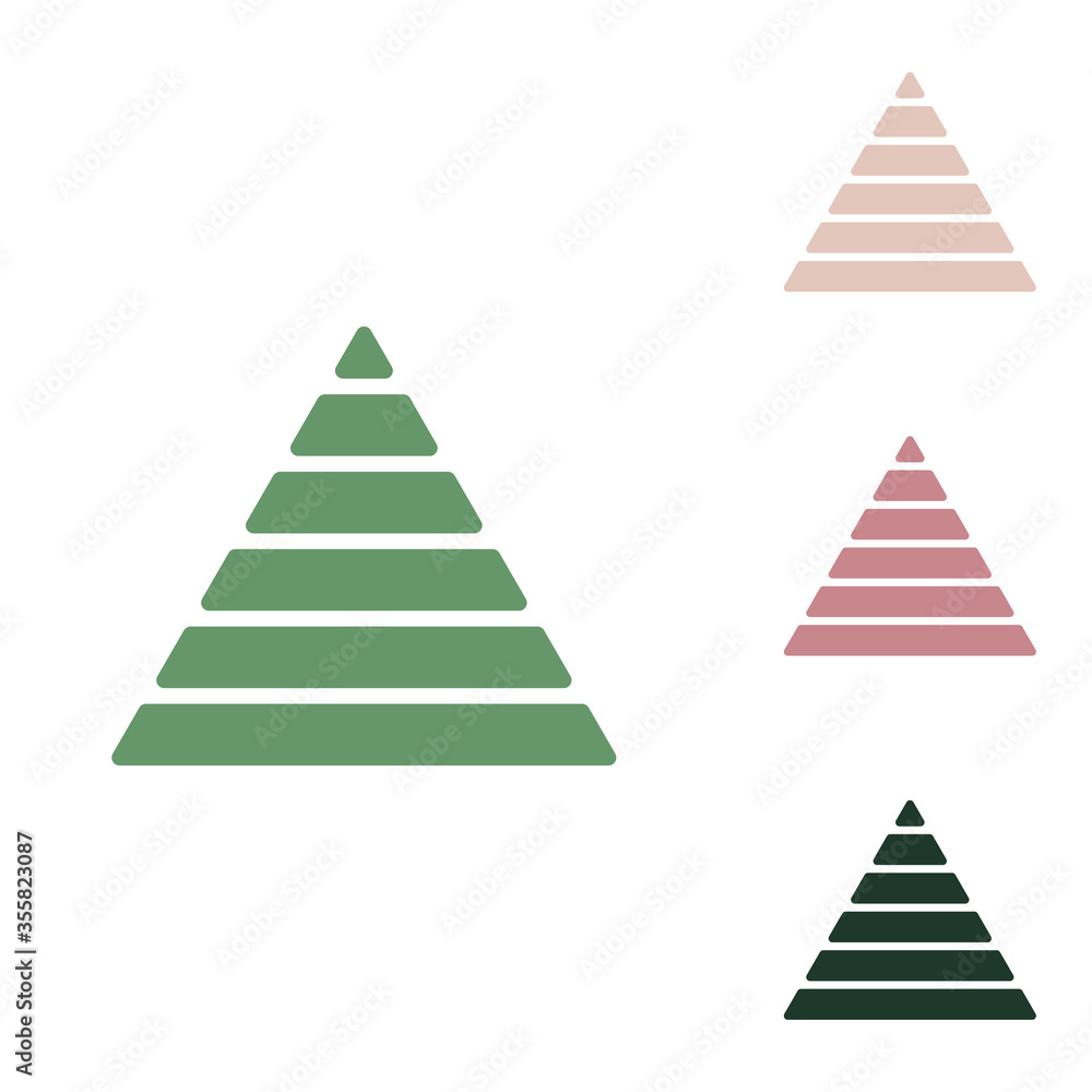 Maslow pyramid sign. Russian green icon with small jungle green, puce and desert sand ones on white background. Illustration. Maslow pyramid sign. Russian green icon with small jungle green, puce and desert sand ones on white background. Illustration.