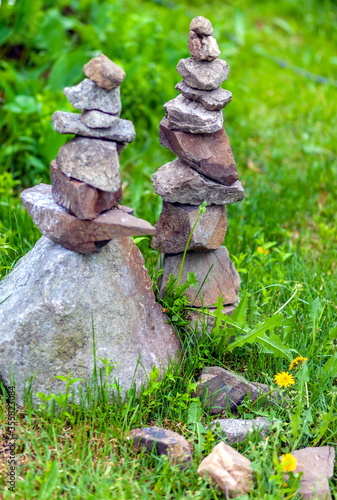 Stones in the garden in summer