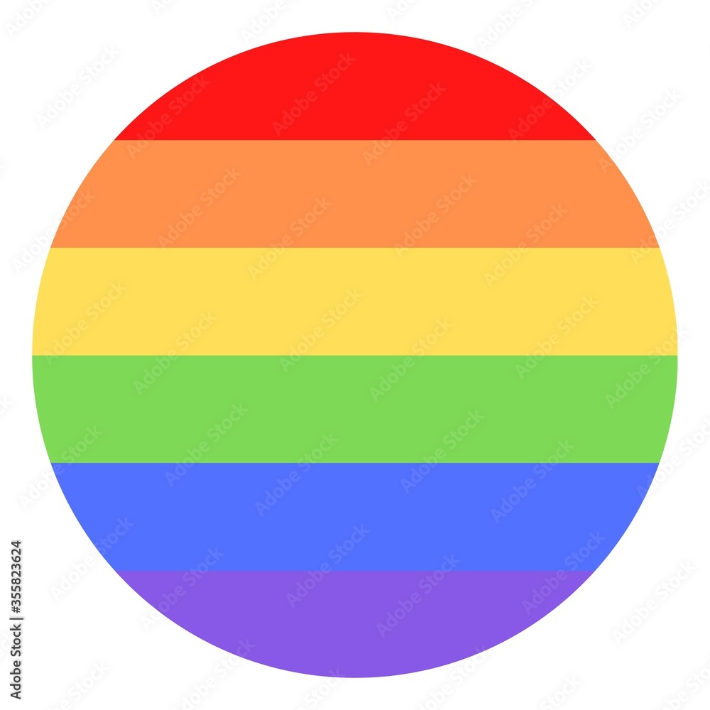 Illustration of colorful rainbow / pride flag / banner of LGBTQ (Lesbian, gay, bisexual, transgender & Queer) organization inside circle. June is celebrated as Pride month & parades are held in cities Illustration of colorful rainbow / pride flag / banner of LGBTQ (Lesbian, gay, bisexual, transgender & Queer) organization inside circle. June is celebrated as Pride month & parades are held in cities