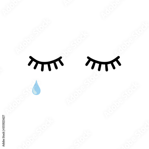 Lashes with tear vector illustration on white background