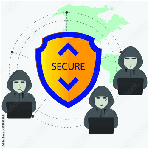 network web security shield and guards are around it