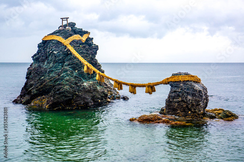 Meoto Iwa Rocks (Love couple rocks), Futami, Mie Prefecture, Japan photo