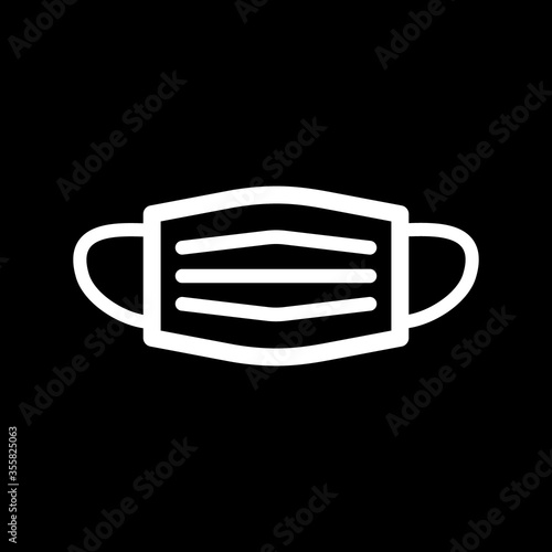 Surgical face mask icon. Mouth guard protection. Vector illustration of personal protection equipment against virus Coronavirus, Covid 19. Line, outline style.