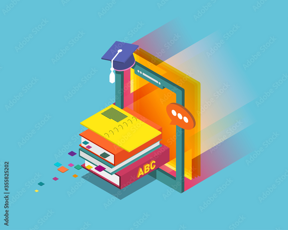 Modern flat design isometric concept of Online Education for website ...