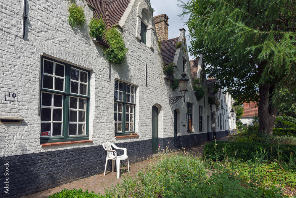 Fototapeta premium almshouses De Meulenaere and Sint-Jozef in Bruges, Belgium,