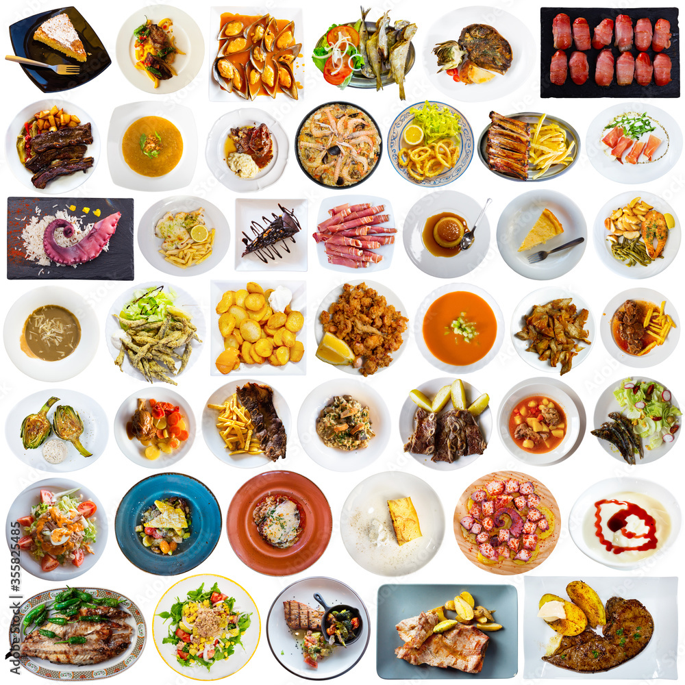 Set of traditional Spanish dishes
