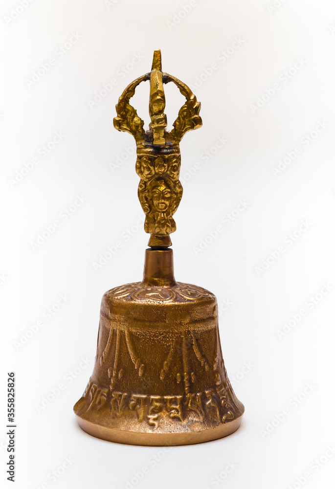 Indian bronze bell on a white background Indian bronze bell on a white background