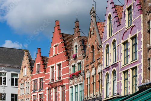 houses on the Markt Main Market Place in Bruges, Belgium