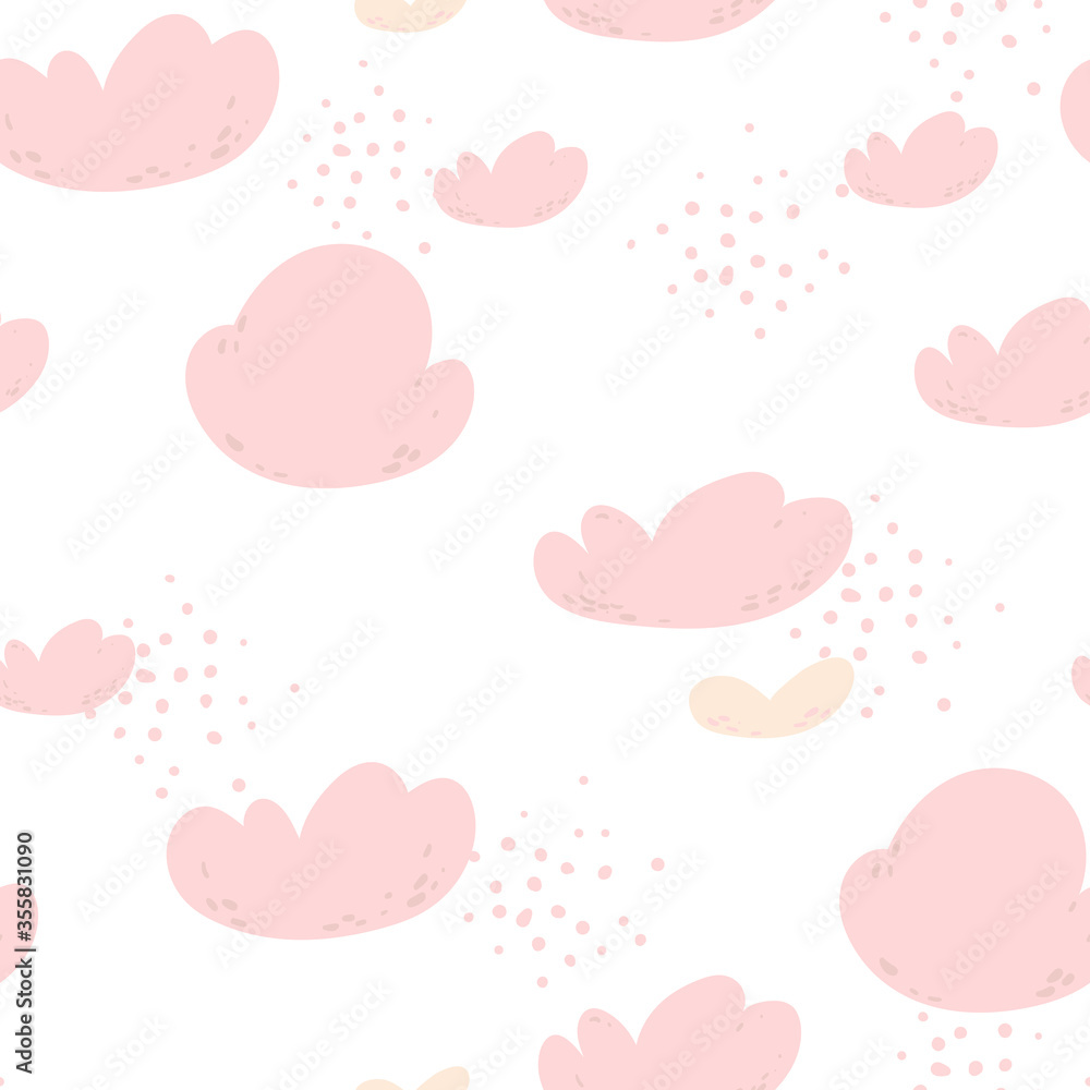 Vector pattern with clouds. Vector seamless pattern. Perfect for fabric, wallpaper, textile, wrapping paper or nursery decor	