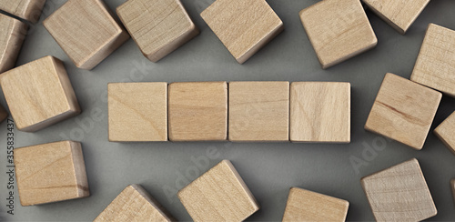 Wallpaper Mural A pile of empty wood block on table. Top view. Business concept for growth success process. Copy space. Torontodigital.ca