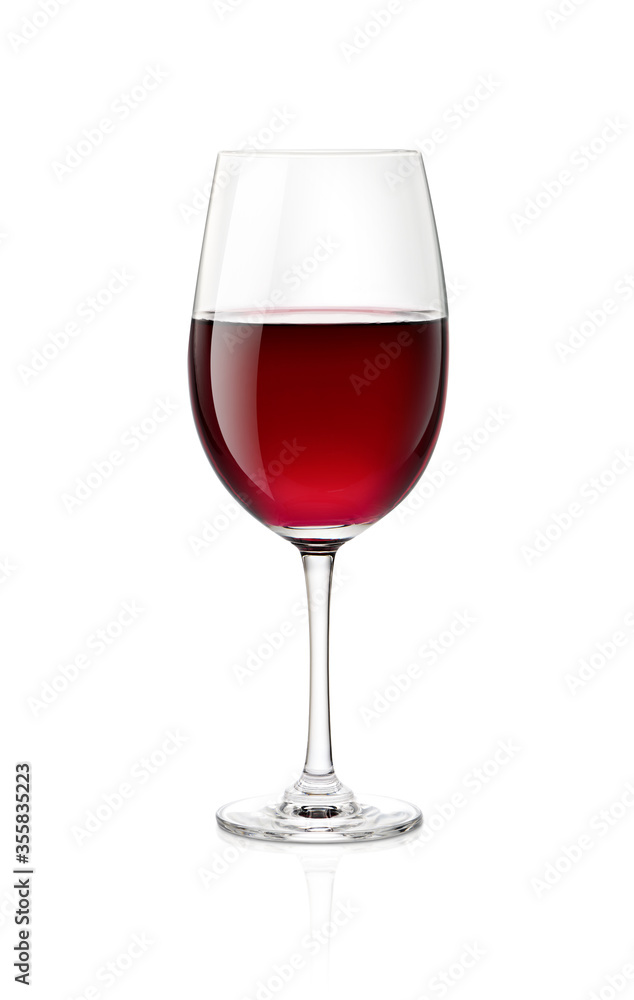 Red wine in clear wine glass isolated on white background. Clipping path Red wine in clear wine glass isolated on white background. Clipping path