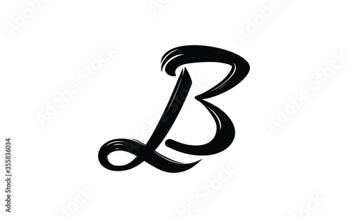 bl or lb Cursive Letter Initial Logo Design, Vector Template