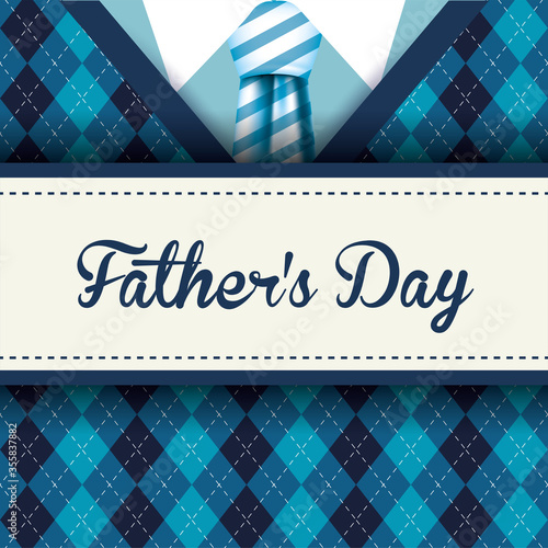 Striped necktie on pullover of fathers day vector design
