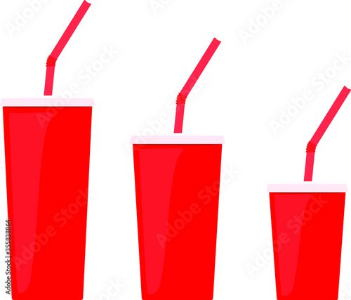 A set of simple disposable cups for drinks of different sizes - large, medium and small