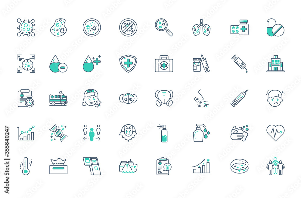 virus thinlineandcolor medicalandhealthcare set virus thinlineandcolor medicalandhealthcare set