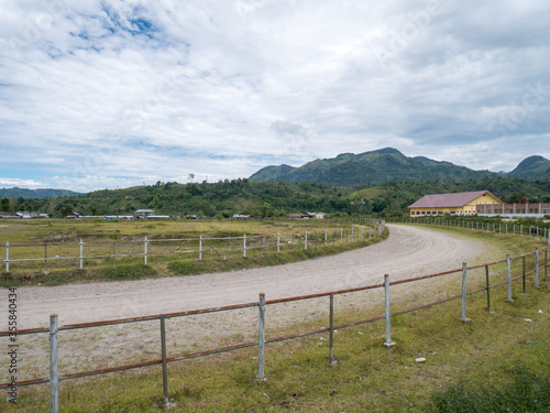 Traditional Horse Race Track in the Meadow. Located in Takengon, Aceh, Indonesia.